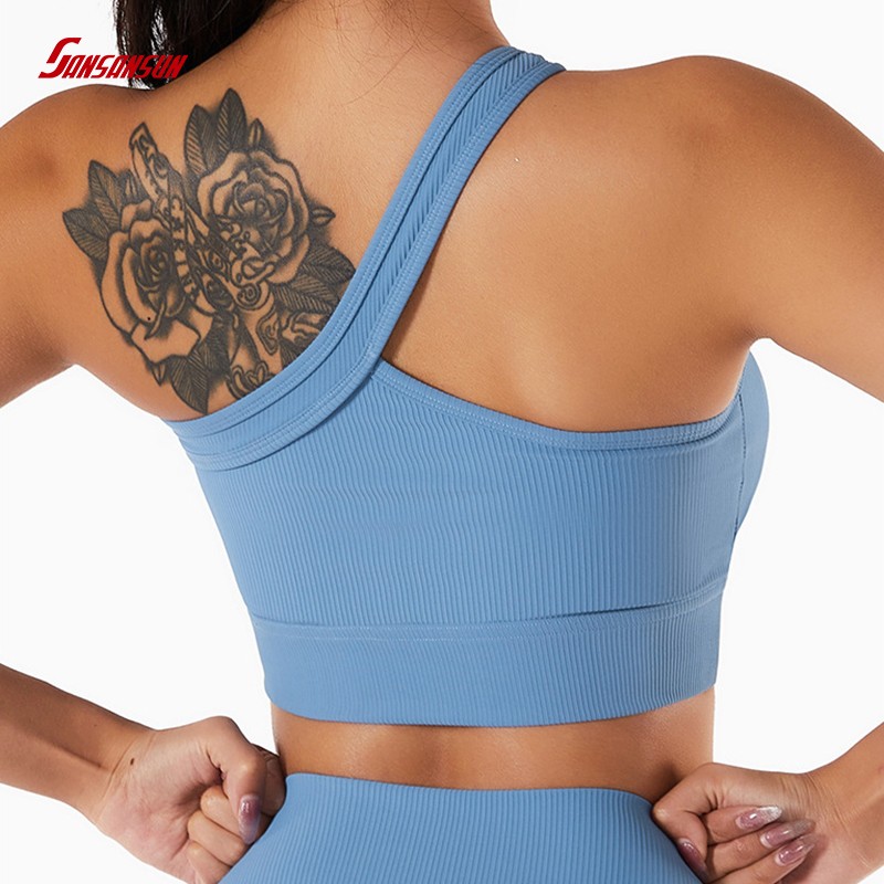 one shoulder sports bra