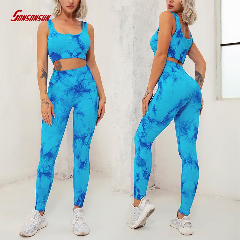 women workout apparel tie dye seamless sets