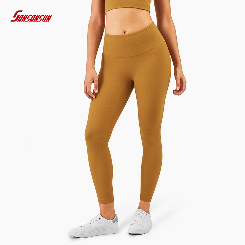 Ribbed Fabric Yoga Leggings