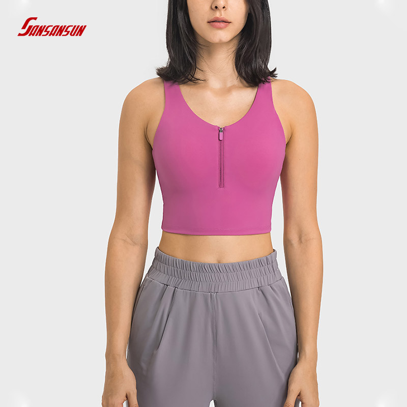 high impact zip front sports bra