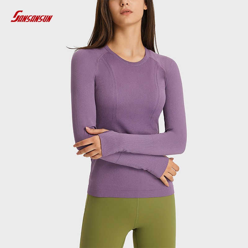 long sleeve gym crop shirts